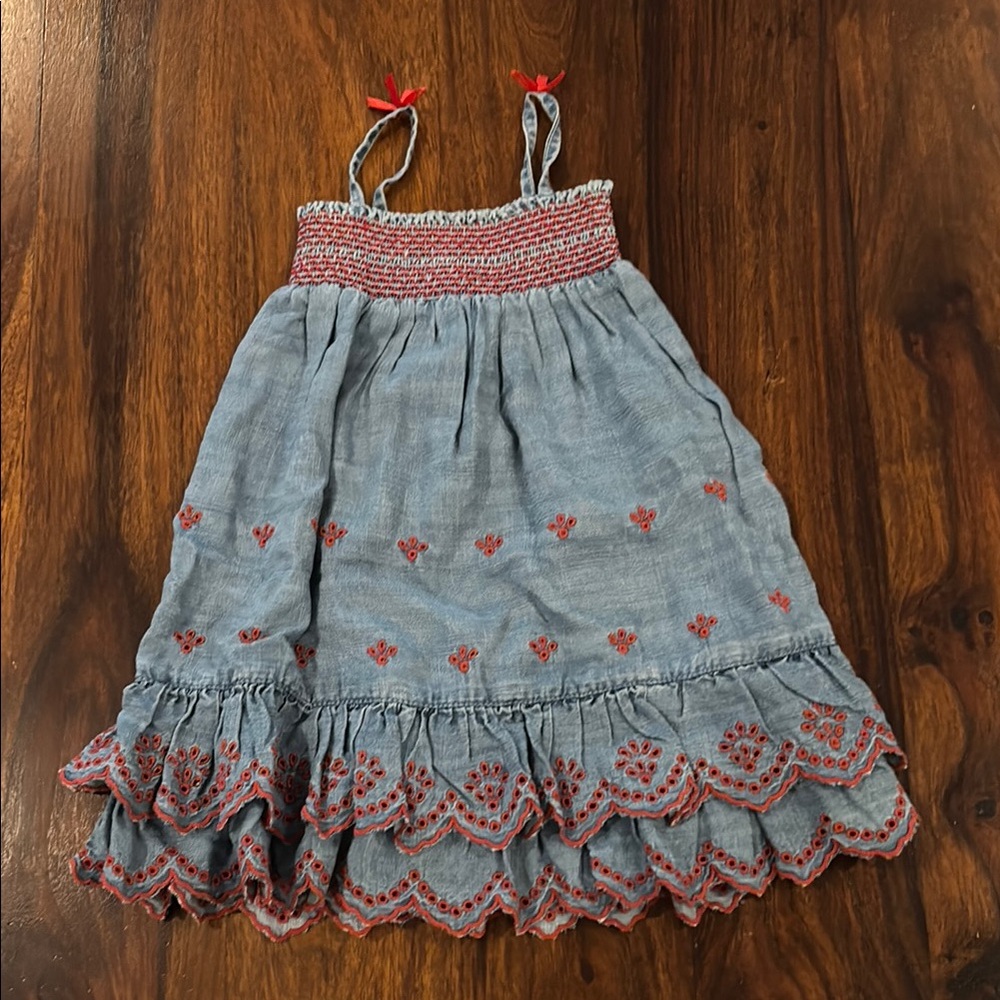 NWT Blu and Blue Size 3T Margot Blue and Red Kids Embroidered Dress